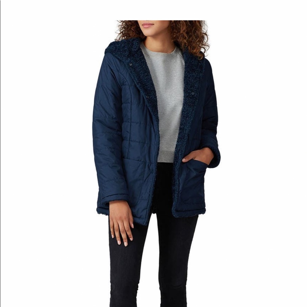 Halogen reversible faux fur teddy coat